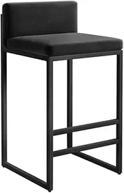 Velvet Counter Height Bar Stools with Metal Legs Upholstered Kitchen Stools for Dining Room Stylish Bar Chairs for Kitchen Island Modern Side Chairs (Nero)