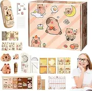 Capybara Stationery - Capybara Pencil Case for Kids,Back-to-School Supplies, Include Notebooks, Sticky Note, Stickers, Pencils, and More
