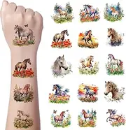 BelleVive 10 Sheets 64 Pieces Temporary Horse Tattoos for Kids, Cute Horse Tattoos, Stickers, Party Supplies for Birthdays, Party Favors, Decorations, Classroom, School Prizes
