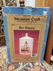 NEW IN BOX Vintage Treasure Craft Cottage House Cookie Jar "Bee Happy"