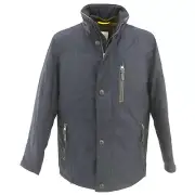 BUGATTI Herren Winterjacke Parka Anorak Velouroptik marineblau 26004