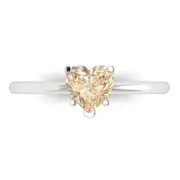 1 Heart shape Real Morganite Wedding Bridal Classic Promise Ring 14k White Gold