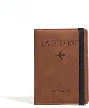 [FHDCNTO] Women Men Travel Passport Holder Cover Case RFID PU Leather Credit ID Card Holder Case Ticket Protective Wallet,Brown