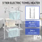 Aluminium Heated Towel Rail Bathroom Electric Clothes Airer Stand Laundry Warmer