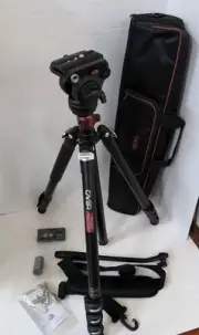 Cayer FP2450 Fluid Head Tripod 75 in Aluminium 4-Section Camera Video H4 Head