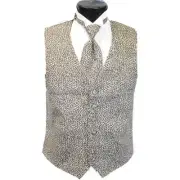 Tan Leopard Tuxedo Vest and Tie