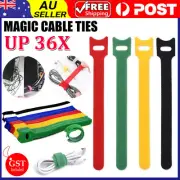 UP 36X Hook and Loop Cable Ties Reusable Magic Cords Organiser Strap Tidy Grip