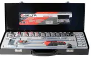 Selta Taiwan 10-32mm 24pc 1/2" Dr. 6/12pt Cr-V Socket Set W Ratchet Accessories