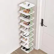 9-Tier Stackable Shoe Rack, Plastic Shoe Storage Organizer Shoe Shelf Narrow Shoe Tower for Entryway, Living Room, Bedroom -