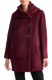 Sofia Cashmere Cocoon Wool & Alpaca Blend Bouclé Coat in Bordeaux at Nordstrom, Size 10