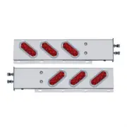 2 1/2" Bolt Pattern SS Spring Light Bar 6 Oval 10 Red LED Light & Visor-Red Lens