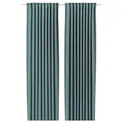 MAJGULL room darkening curtains, 1 pair, dark grey-turquoise/with heading tape, 145x250 cm