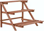 3-Tier Plant Stand Cedar Wood - 48x45x40 cm, Indoor Outdoor Flower Stand, Tall Cedar Wood Planter Shelf, Decorative Home and Garden Decor Holder