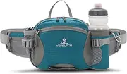 Water Resistant Bum Bag with Water Bottle Holder and Multi-Pockets, Large Capacity Waist Fanny Pack Bumbag for Dog Walking Hiking Travel Sports Women Men, Blue, L