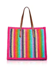 The White Lotus x Aqua Large Multicolor Raffia Tote Bag - Exclusive