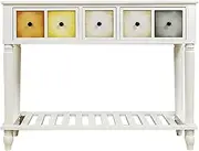 Entry Console Table with Storage Shelves for Entryway, Vintage Buffet Sideboard Book Case Storage Cabinet, Narrow Sofa Table for Kitchen, Hallway, Foyer, Couch, Corridor, Living Room, Office