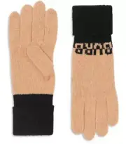 NEW Burberry Unisex Gloves-Camel- Cashmere Blend- TB Gold Logo Size S/M 8060107