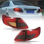 Car Accessories Rear Tail Lights Assembly Compatible With 2008-2016 Toyota Corolla Full LED Rear Lamps Daytime Running Lights(Red Clear)