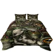 Green Haired Nature Girl Bed of Frogs Coverlet