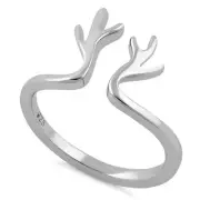 925 Sterling Silver Antlers Thanksgiving Jewelry, Stackable Ring for Women