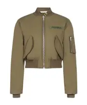 cropped logo-patch bomber jacket S,XS,L,M Brown