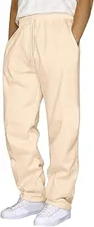 Men's Open Bottom Sweatpants Casual Solid Color Drawstring Elastic Waist Loose Fit Pants Jogger Workout Sports Pants