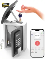 Key Lock Box with Drop Slot, Porch Key Box Wall Mount, Smart Key Lockbox for Hou