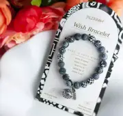 NEW JILZARA Clay Beads WISH CHARM MESSAGE BOX BLACK WHITE Petite 8mm Bracelet