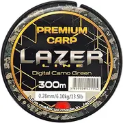 LAZER LINE Premium Carp Monofilament Fishing Line 300 m Diameter 0.28 mm Test 6.1 kg - Camo Green Line - Method Feeder Carp Fishing - Bottom Fishing - Monofilament Fishing Tendon - Nylon Thread Leader