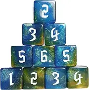 10 PC D6 dice 16mm Acrylic Dice Set for RPG MTG DND Dice Table Games and Board Games (Blue+Coffee)
