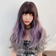 65cm Big Wave Curly Wig with Full Bangs - Gradient