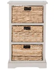 Safavieh Halle 3-Wicker-Basket Grey Storage Side Table NoSize NoColor