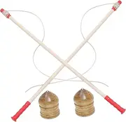 ORFOFE 2 Sets Traditional Wooden Gyro for Adults Outdoor Fitness and Solid Promotes Hand Eye Coordination
