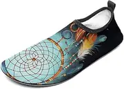 [BTCOWZRV] Water Shoes for Women Men Feathers Dream Catcher Water Sports Shoes Slip-on Breathable Lightweight Athletic Aqua Sock