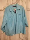 Maggie Barnes 20w Teal Pin Stripe Top / Buttom Up / Teal Buttons New With Tags