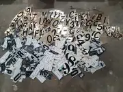 GIGANTIC LOT Black Gold Angle Cut Mylar Mailbox Numbers letters HILLMAN DECALS