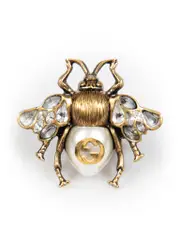 Gold Logo Bee Crystal Embellished Ring