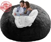 Bean Bag Chair Cover Only 150cm Soft Velvet Washable Lazy Sofa Cover Black