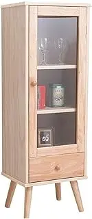 Wine Cabinet Solid Wood Small Wine Cabinet Single Door Glass Free Standing Wine Cabinet for Living Room, Hallway, Office Wine Rack