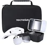 YOCTOSUN Magnifying Glasses with Light, LED Head Magnifier with 5 Lenses, Headband, Storage Case, Hands Free Lighted Head Magnifying Visor for Close Work Hobby Crafts