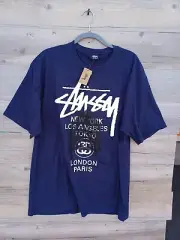 Stussy World Tour Tee Navy DSM (Size XL) #0039
