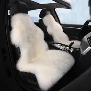 Real Genuine Sheepskin Car Seat Covers For Cars 1pcs Auto Luxury Fur Seat Cover Universal Car Seat Cushion Warm Long Wool WHITE