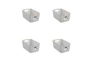 4PK Boxsweden Mesh Plastic Basket Wood Handle Large 35x22x16cm Assorted