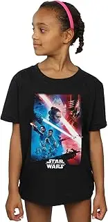 [Absolute Cult] Star Wars Girls The Rise Of Skywalker Theatrical Poster T-Shirt Black 3-4 Years