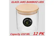 12 x Glass Jar Food Storage Bottles Sealed Cans Bamboo Lid Air Tight Container 610ml