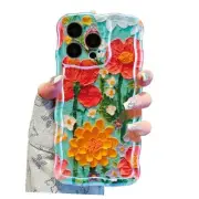 Case for iPhone 15 Pro Max 6.7 inch, Colorful Retro Oil Painting Flower Case