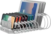Unitek Charging Station for Various Mobile Electronic Devices,96W 10x 2.4A USB-A Port Charging Dock Fast Charging Stand for Smartwatch & Airpods & iPhone & iPad & Tablet