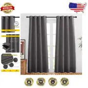 High-Performance Blackout Curtains 80" Length - Grey Grommet Panels for Bedrooms