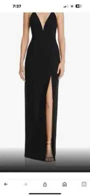 Aidan by Aidan Mattox Womens Black Metallic Dot Knit Dress Size 8 Open Leg NWT