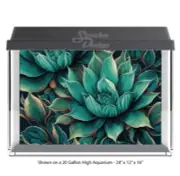 Teal Green Succulents Polyester Fish Tank Glass Backdrop Aquarium Background